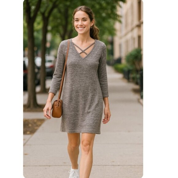 Nine Britton for Stitch Fix Kate Hacci Grey Knit Dress NWOT - Picture 3 of 7